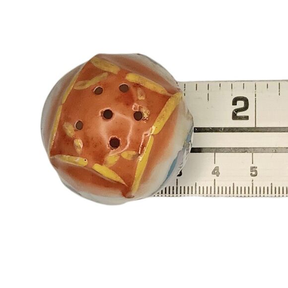 Vintage Blue & Orange Lusterware Salt & Pepper Shakers Round Top W New Stoppers - Picture 8 of 8